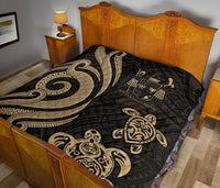 Fiji Polynesian Premium Quilt - Gold Tentacle Turtle Crest - Polynesian Pride