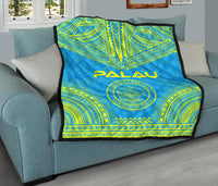Palau Premium Quilt - Palau Seal Polynesian Chief BLue Version - Polynesian Pride