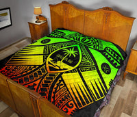 Guam Polynesian Premium Quilt - Guam Reggae Seal with Polynesian Tattoo - Polynesian Pride