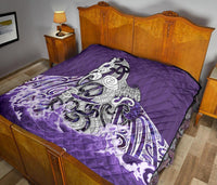 Maori Manaia The Blue Sea Premium Quilt, Purple - Polynesian Pride