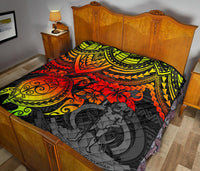 Vanuatu Polynesian Premium Quilt - Vanuatu Coat Of Arms & Reggae Turtle Hibiscus - Polynesian Pride