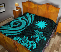 Nauru Premium Quilt - Turquoise Tentacle Turtle - Polynesian Pride