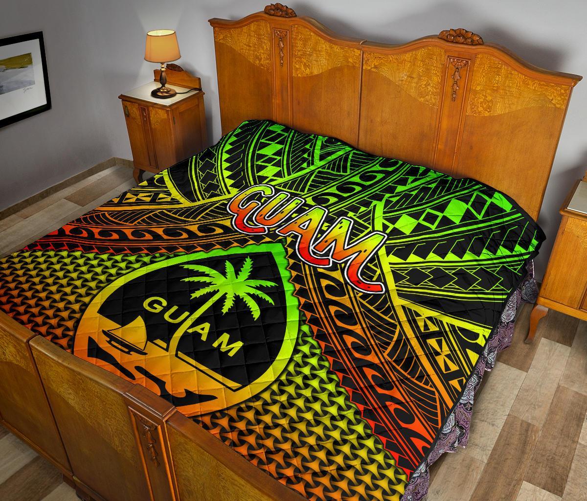 Polynesian Guam Premium Quilt - Reggae Vintage Polynesian Patterns - Polynesian Pride