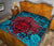 Hawaii Polynesian Premium Quilt - Hawaiian Red Tiki Face (Black Torquoise) - Polynesian Pride