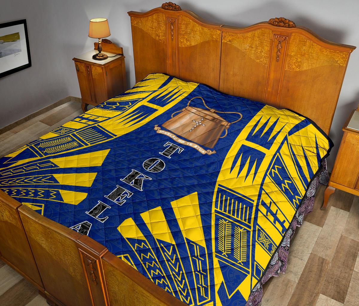 Tokelau Premium Quilt - Tokelau Coat Of Arms Polynesian Yellow Tattoo - Polynesian Pride