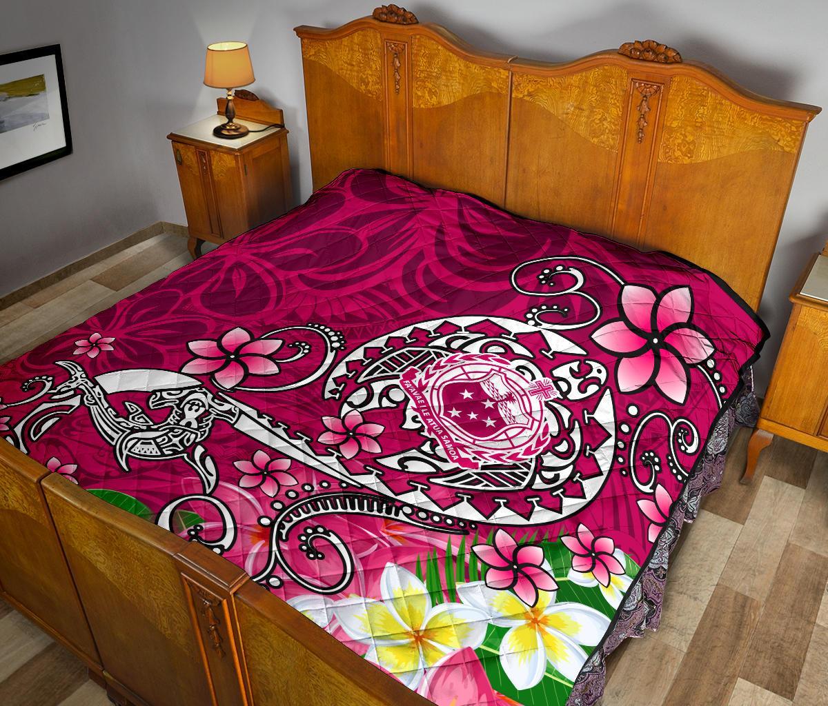 Samoa Premium Quilt - Turtle Plumeria (Pink) - Polynesian Pride