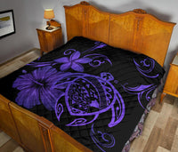 Hawaii Turtle Hibiscus Premium Quilt Purple - Polynesian Pride