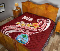 Guam Premium Quilt - Guam Seal Polynesian Patterns Plumeria (Red) - Polynesian Pride