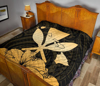 Hawaiian Kanaka Premium Quilt Hibiscus Polynesian Love Gold - Polynesian Pride