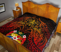 Tonga Polynesian Premium Quilt - Tonga Coat Of Arms & Red Manta Ray - Polynesian Pride