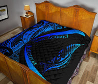 New Zealand Silver Fern Premium Quilt Maori Tattoo Circle Style - Blue - Polynesian Pride