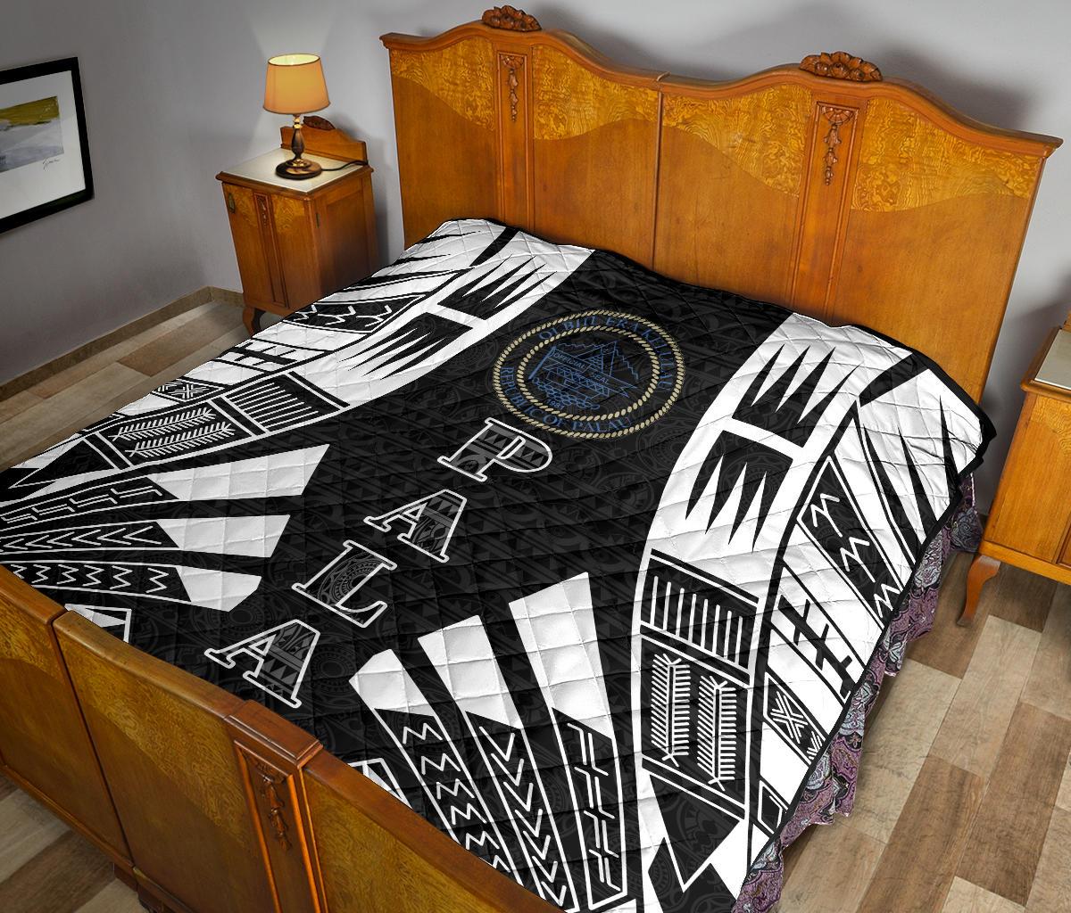 Palau Premium Quilt - Palau Seal Polynesian White Tattoo - Polynesian Pride