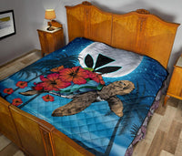 Hawaii Turtle Kanaka Hibiscus Stary Night Premium Quilt - Polynesian Pride