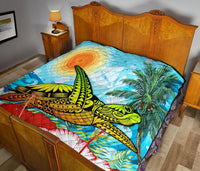 Hawaii Turtle Sea Hibiscus Premium Quilt - Sun Style - Polynesian Pride