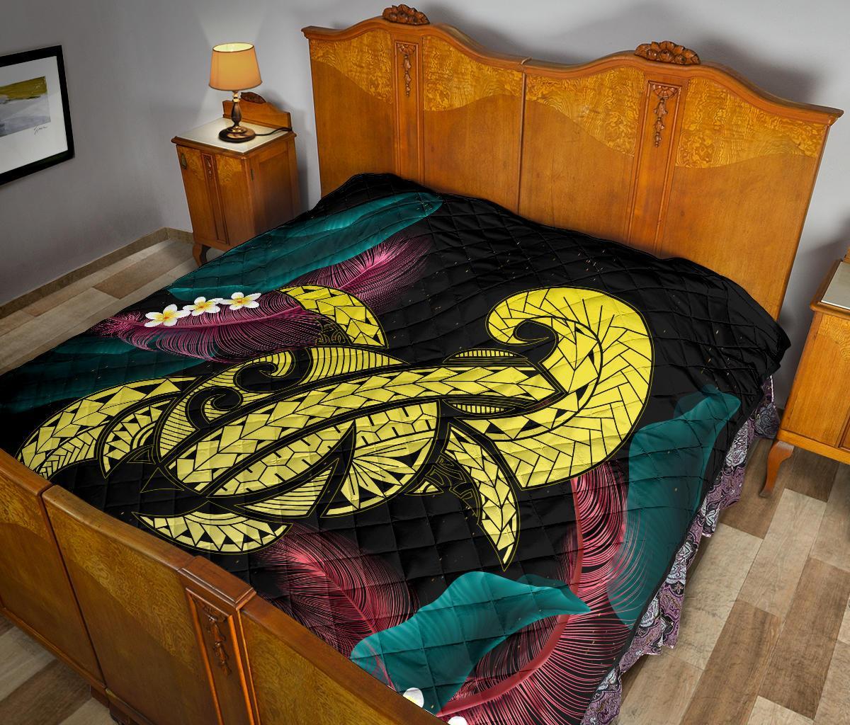 Hawaii Turtle Polynesian Tropical Premium Quilt - Ghia Style Yellow - Polynesian Pride