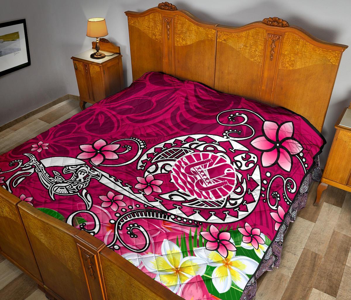 Tahiti Premium Quilt - Turtle Plumeria (Pink) - Polynesian Pride