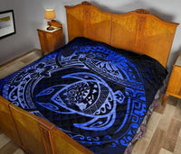 Hawaiian Turtle Polynesian Blue Premium Quilt - Polynesian Pride