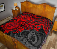 Vanuatu Polynesian Premium Quilt - Vanuatu Coat Of Arms & Red Turtle Hibiscus - Polynesian Pride