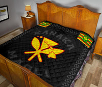 Kanaka Maoli Flag Polynesian Premium Quilt Gray - Love Style - Polynesian Pride
