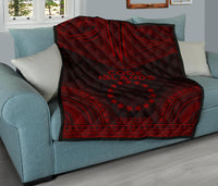 Cook Islands Premium Quilt - Cook Islands Flag Polynesian Chief Red Version - Polynesian Pride