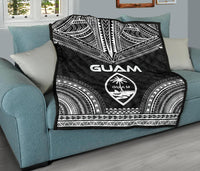 Guam Premium Quilt - Guam Coat Of Arms Polynesian Chief Black Version - Polynesian Pride