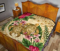 Hawaii Premium Quilt - Turtle Premium Quilt Strong Pattern Hibiscus Plumeria AH - Polynesian Pride