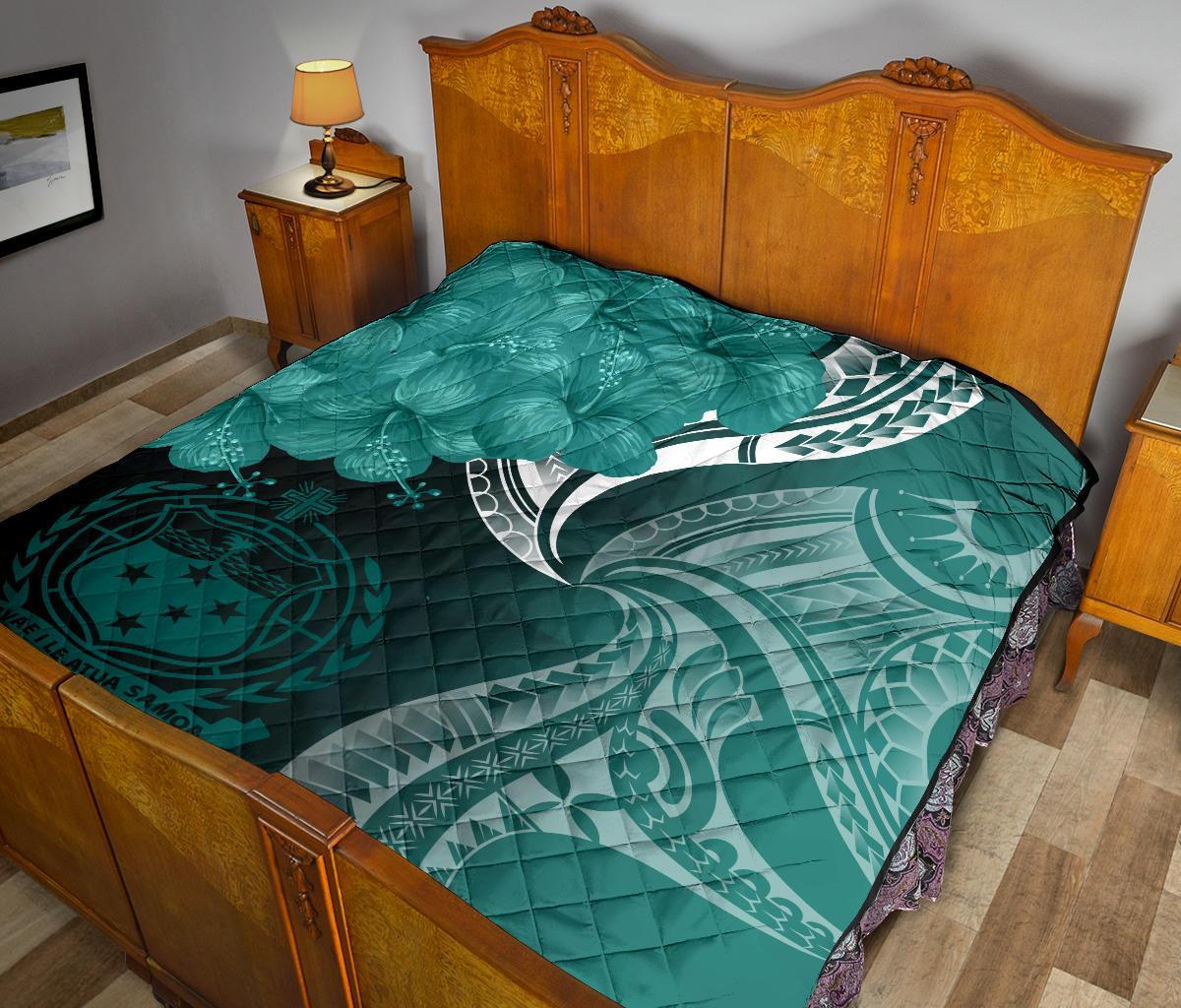 Samoa Premium Quilt - Samoa Seal Wave Style (Green) - Polynesian Pride