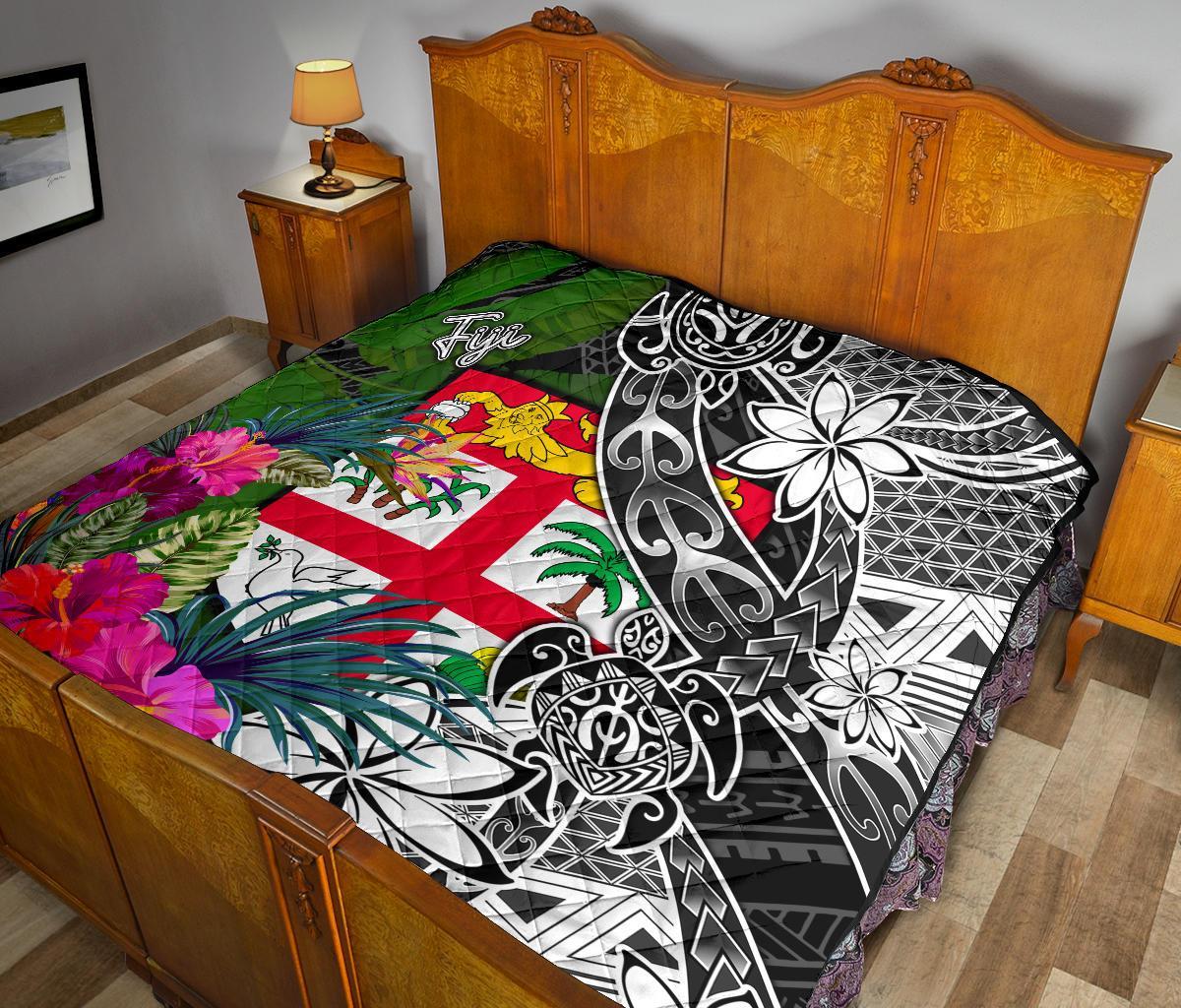 Fiji Premium Quilt - Turtle Plumeria Banana Leaf - Polynesian Pride