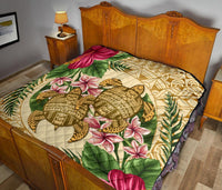 Hawaii Premium Quilt - Turtle Strong Pattern Hibiscus Plumeria AH - Polynesian Pride
