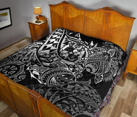 Tonga Polynesian Premium Quilt - White Turtle Flowing - Polynesian Pride