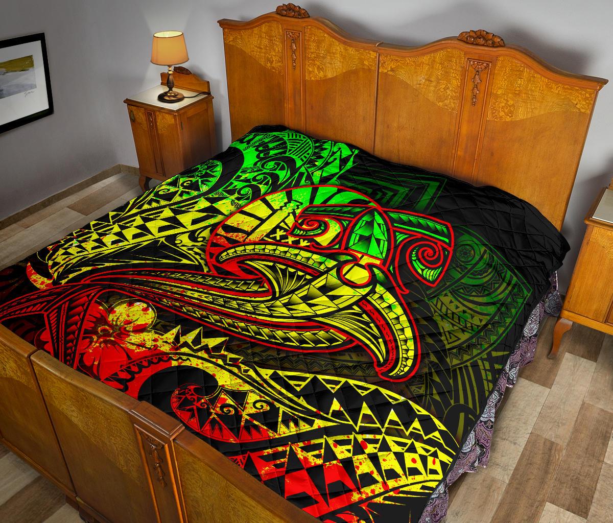 Tahiti Premium Quilt - Reggae Shark Polynesian Tattoo - Polynesian Pride