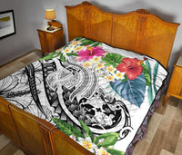 Tonga Polynesian Premium Quilt - Summer Plumeria (White) - Polynesian Pride