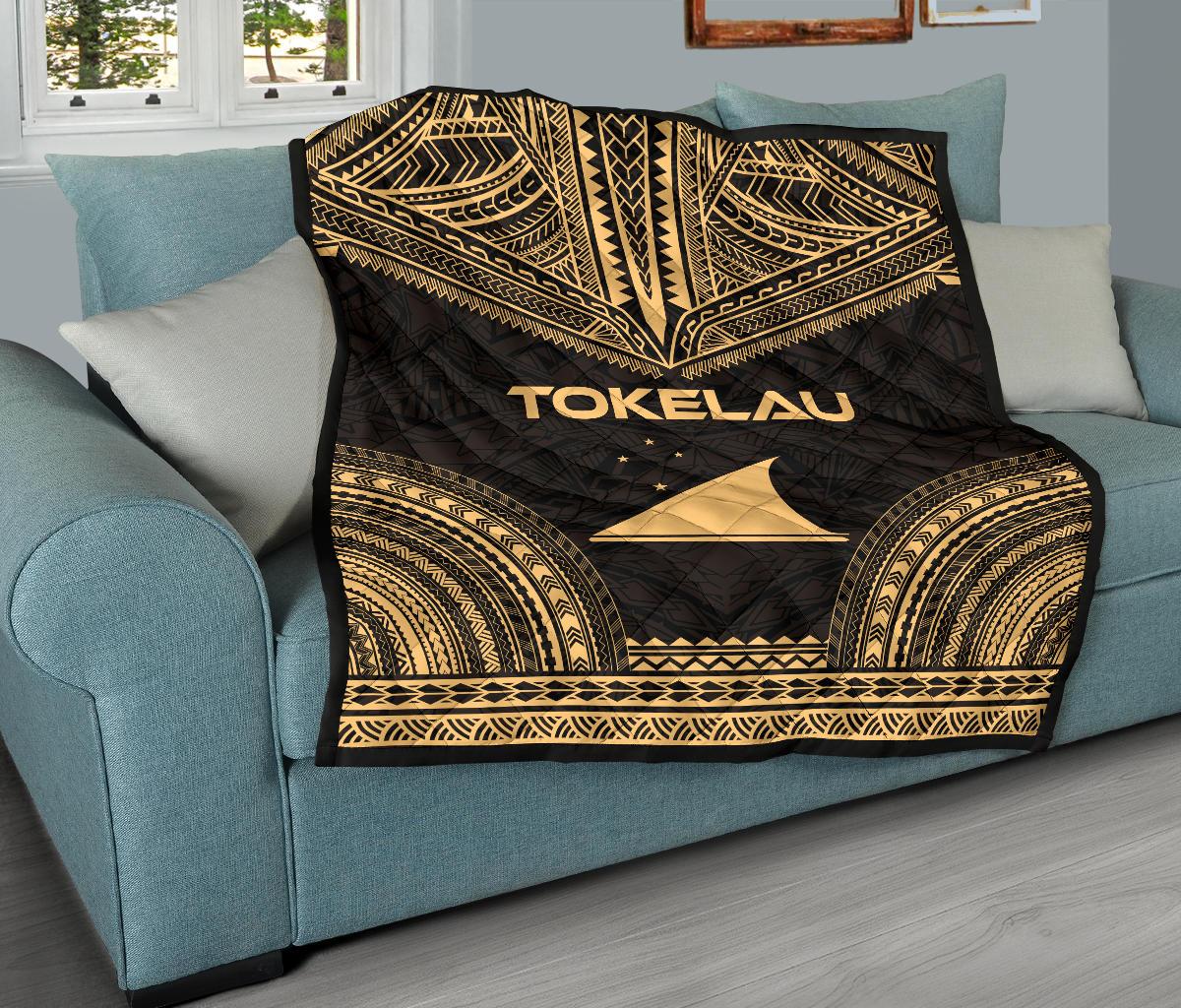 Tokelau Premium Quilt - Tokelau Flag Polynesian Chief Gold Version - Polynesian Pride