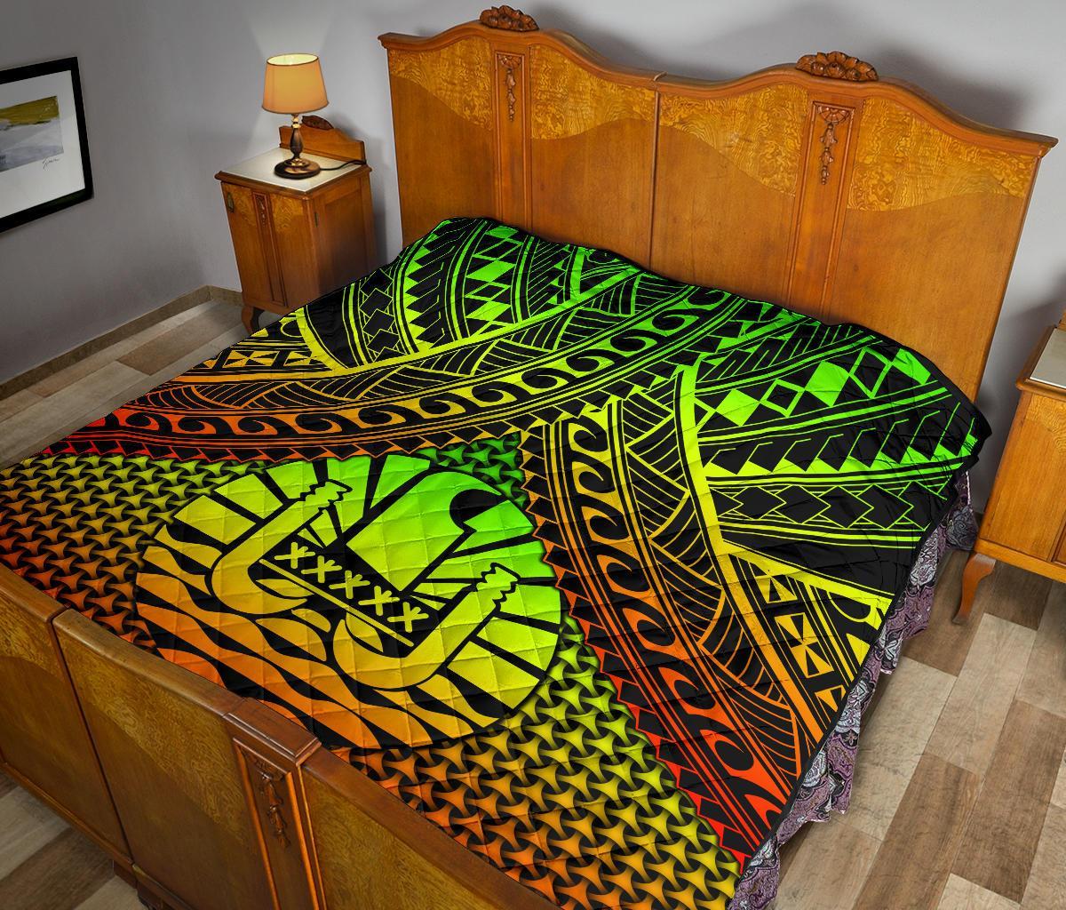 Polynesian Tahiti Premium Quilt - Reggae Vintage Polynesian Patterns - Polynesian Pride