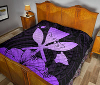 Hawaiian Kanaka Premium Quilt Hibiscus Polynesian Love Violet - Polynesian Pride