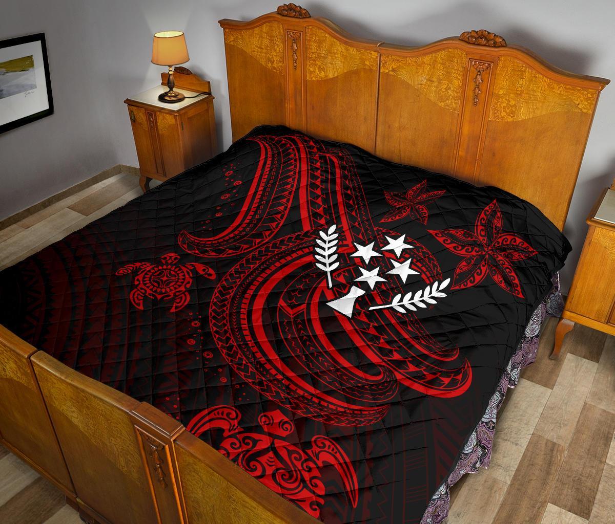 Kosrae Premium Quilt - Red Turtle - Polynesian Pride
