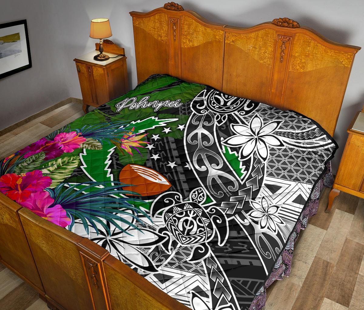 Pohnpei Premium Quilt - Turtle Plumeria Banana Leaf - Polynesian Pride