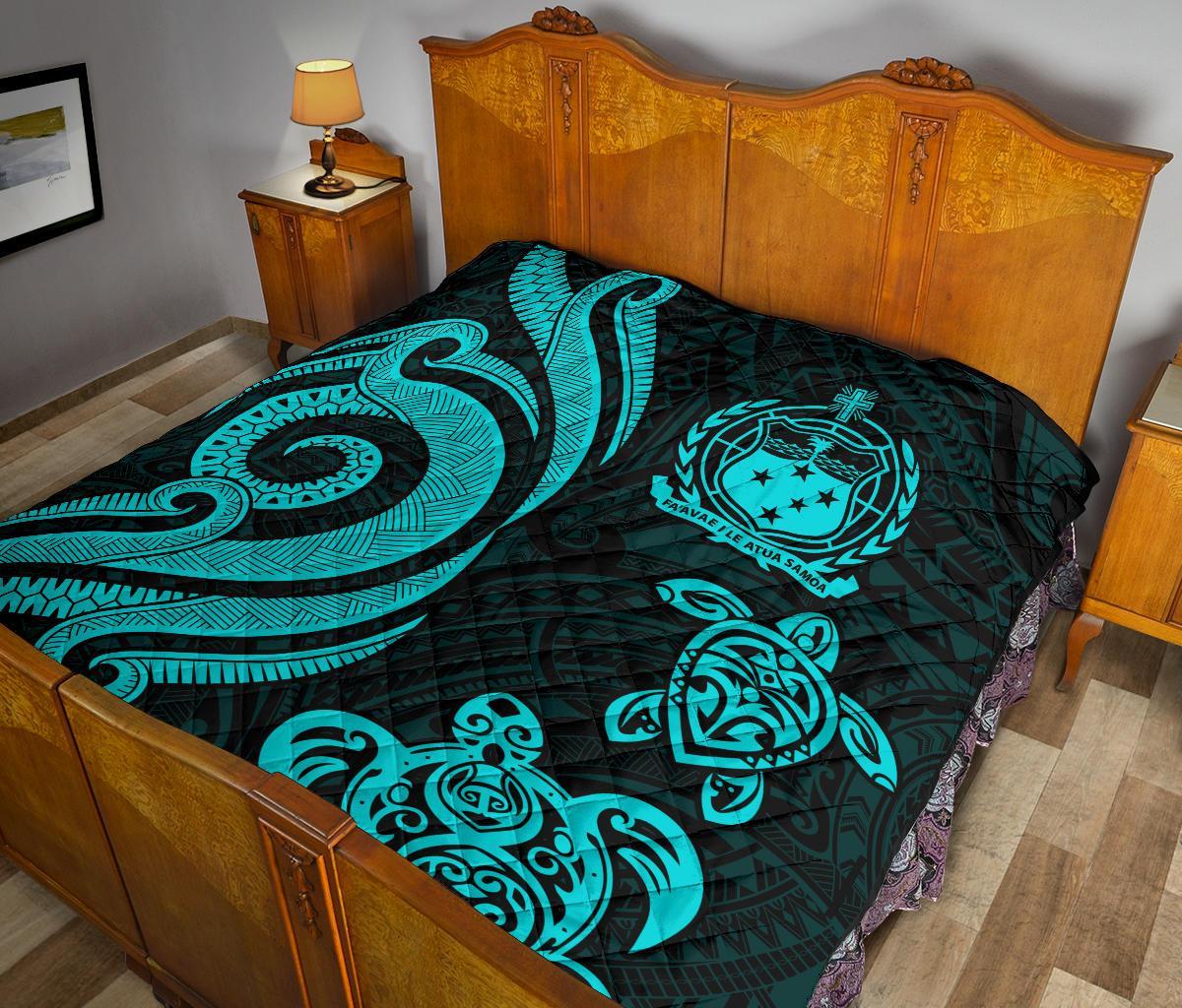 Samoa Premium Quilt - Turquoise Tentacle Turtle - Polynesian Pride