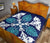 Hawaiian Leaves Tropical Pattern Premium Quilt - Blue - Argu Style - AH - Polynesian Pride