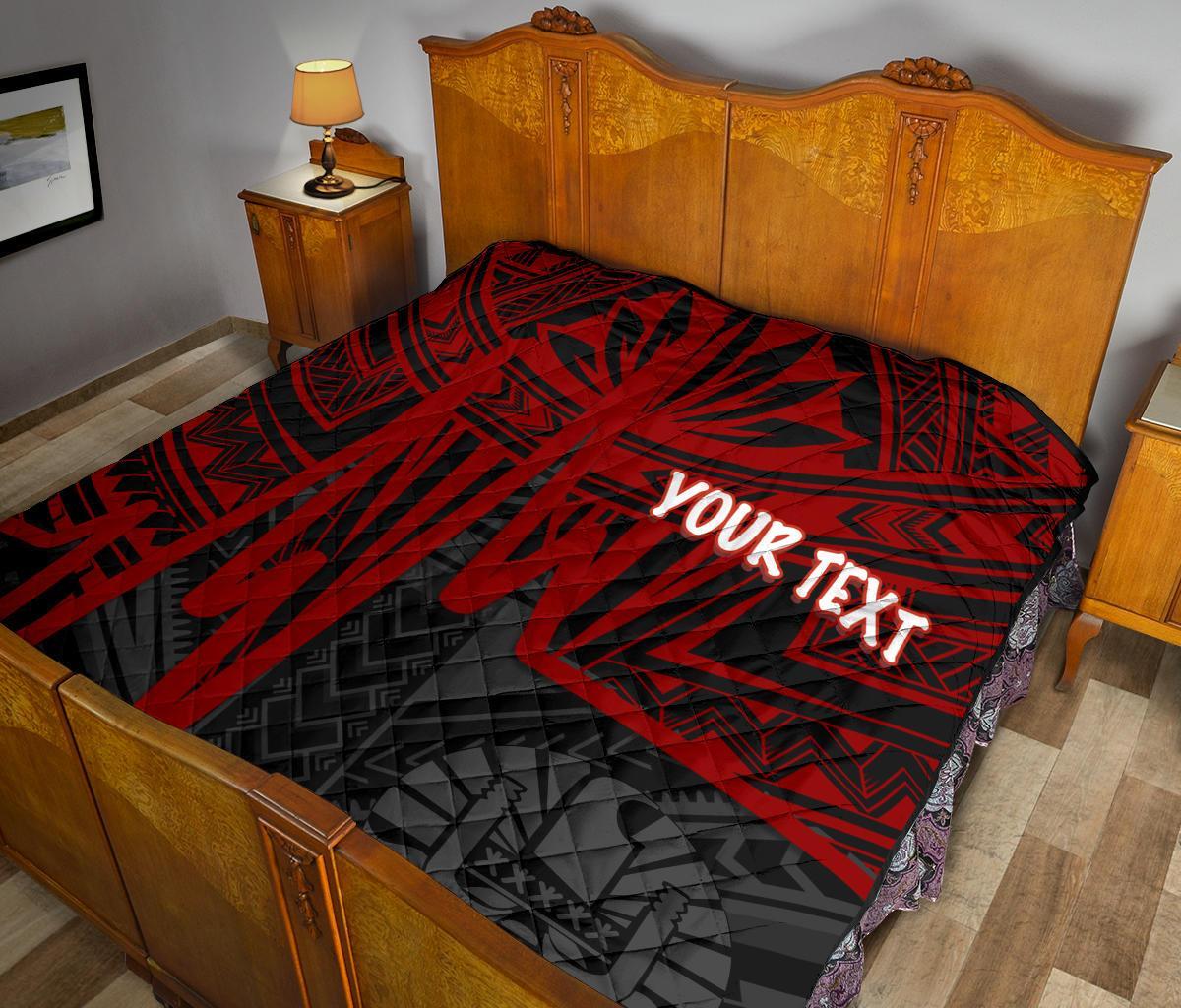 Tahiti Personalised Premium Quilt - Tahiti Seal In Heartbeat Patterns Style (Red) - Polynesian Pride