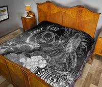 Pohnpei Custom Personalised Premium Quilt - Humpback Whale with Tropical Flowers (White) - Polynesian Pride