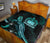 Samoa Polynesian Premium Quilt - Turtle With Blooming Hibiscus Turquoise - Polynesian Pride