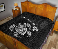 Hawaii Turtle Hibicus Map Premium Quilt - White - Polynesian Pride