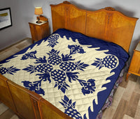 Hawaiian Pineapple Pattern Premium Quilt - Blue - Argu Style - AH - Polynesian Pride