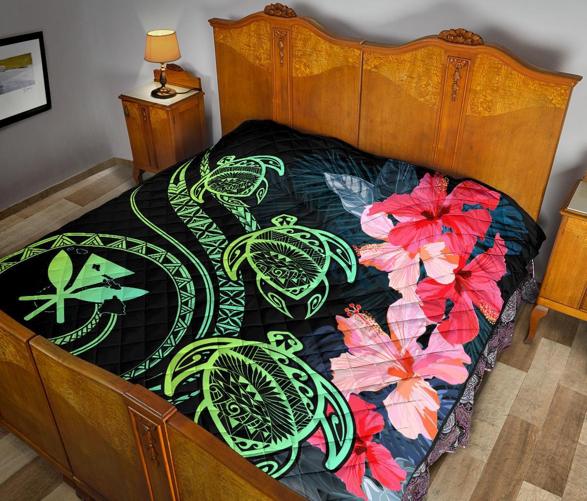 Hawaii Turtle Polynesian Tropical Premium Quilt - Cora Style Yellow - Polynesian Pride