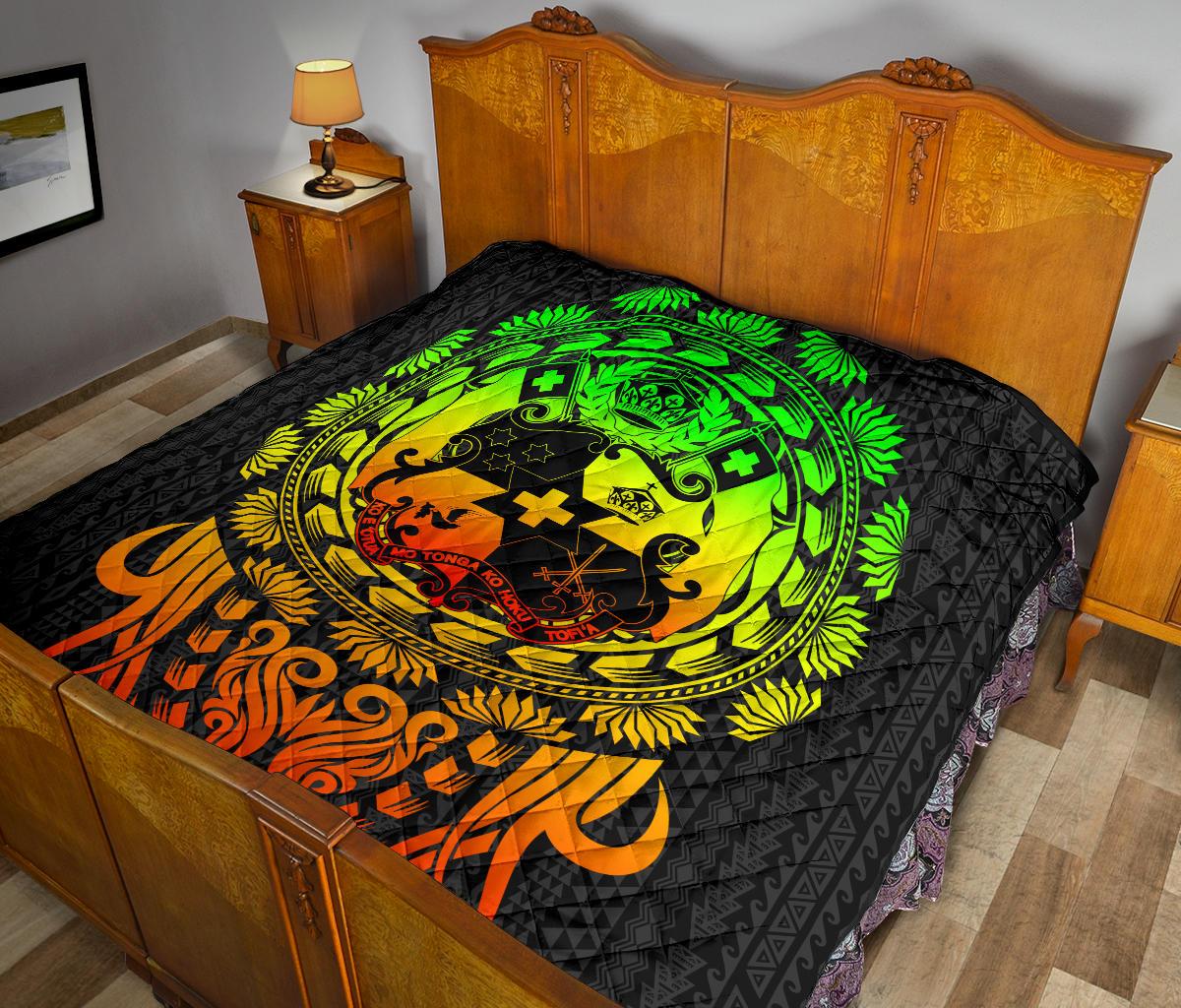 Tonga Polynesian Premium Quilt - Tattoo Pattern With Seal Reggae - Polynesian Pride