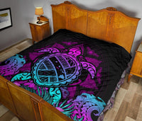 Hawaii Turtle Polynesian Turquoise Premium Quilt - Kuly Style - Polynesian Pride
