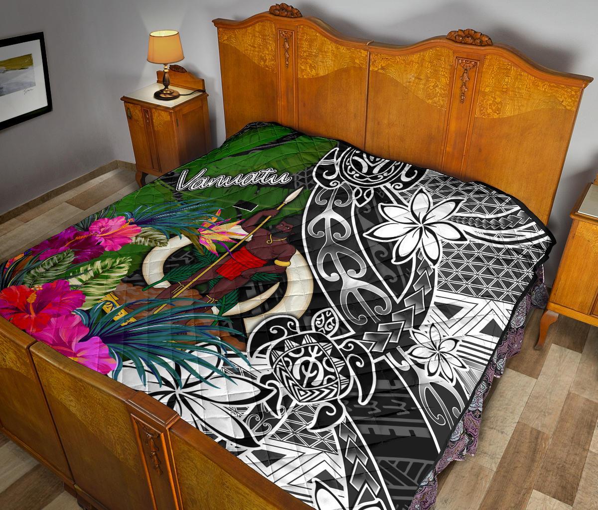 Vanuatu Premium Quilt - Turtle Plumeria Banana Leaf - Polynesian Pride