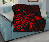 Turtle Hibiscus Map Red Premium Quilt - Polynesian Pride