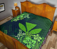Hawaii Premium Quilt - Green Kanaka Maoli Hibiscus Style - Polynesian Pride